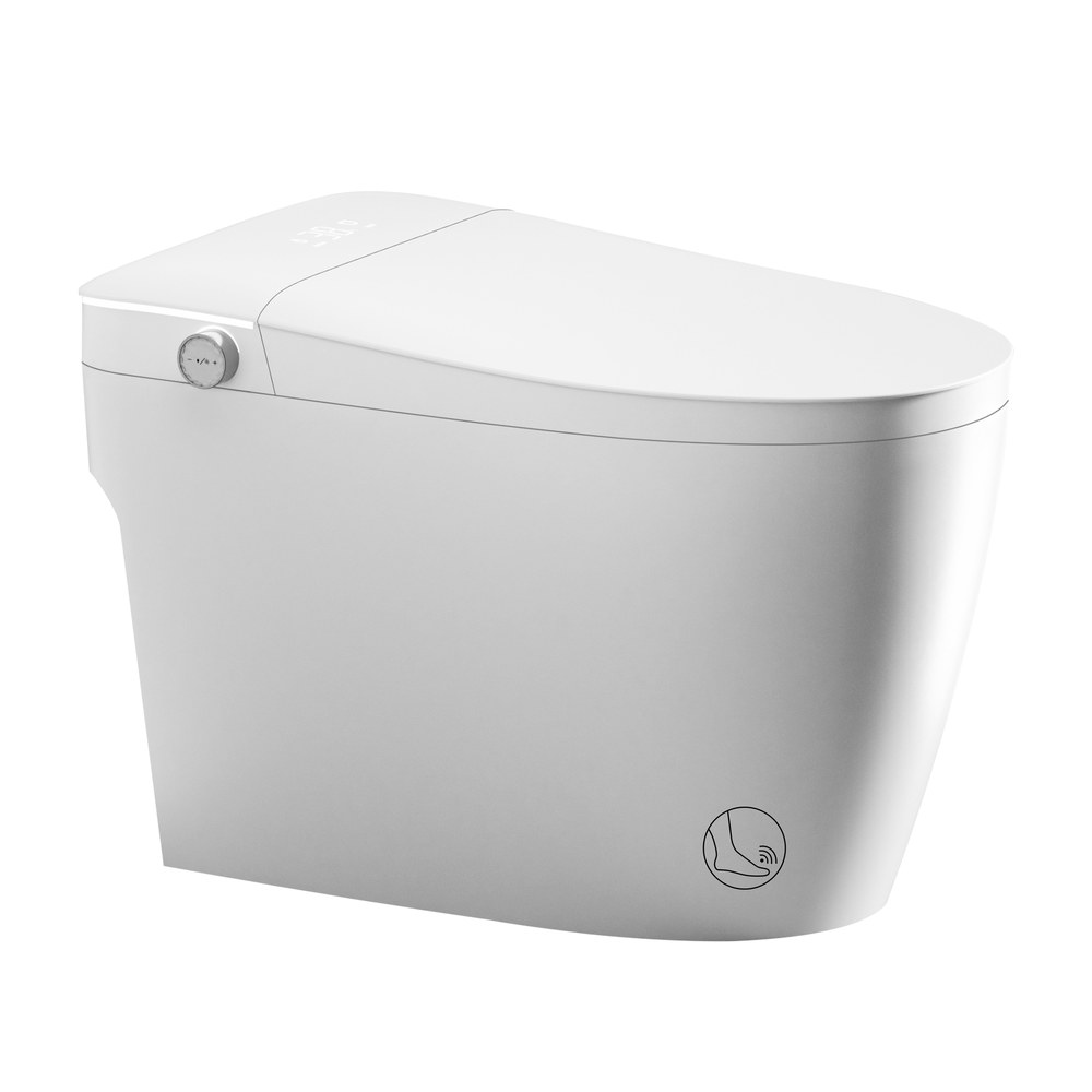 Smart toilet with display white background