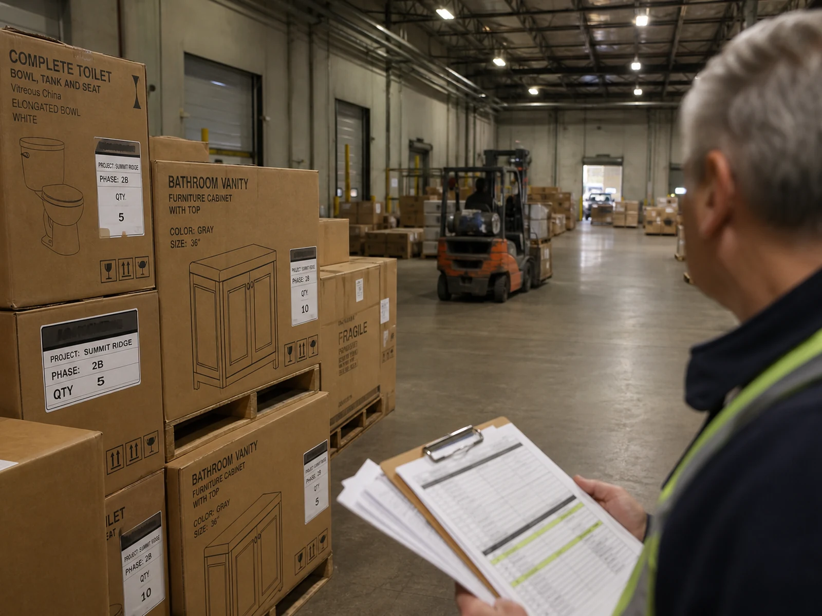 Phased packing and project delivery timeline at the factory