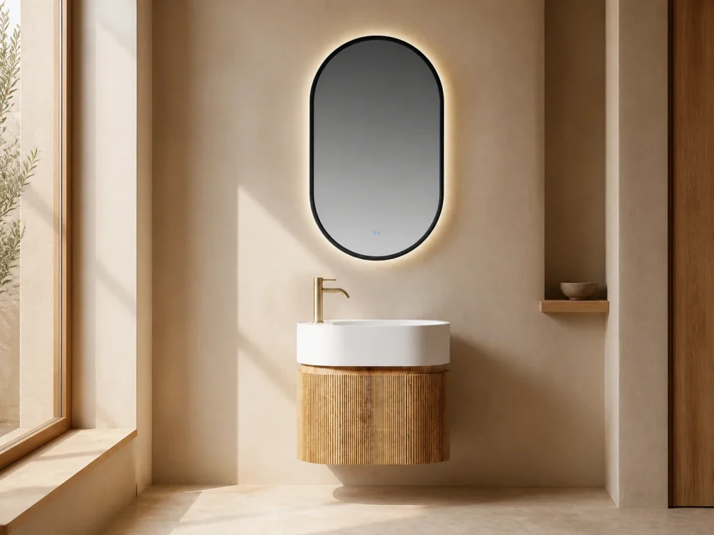 Freestanding bathroom vanity scene
