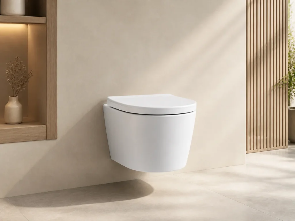 Wall-hung toilet bathroom scene